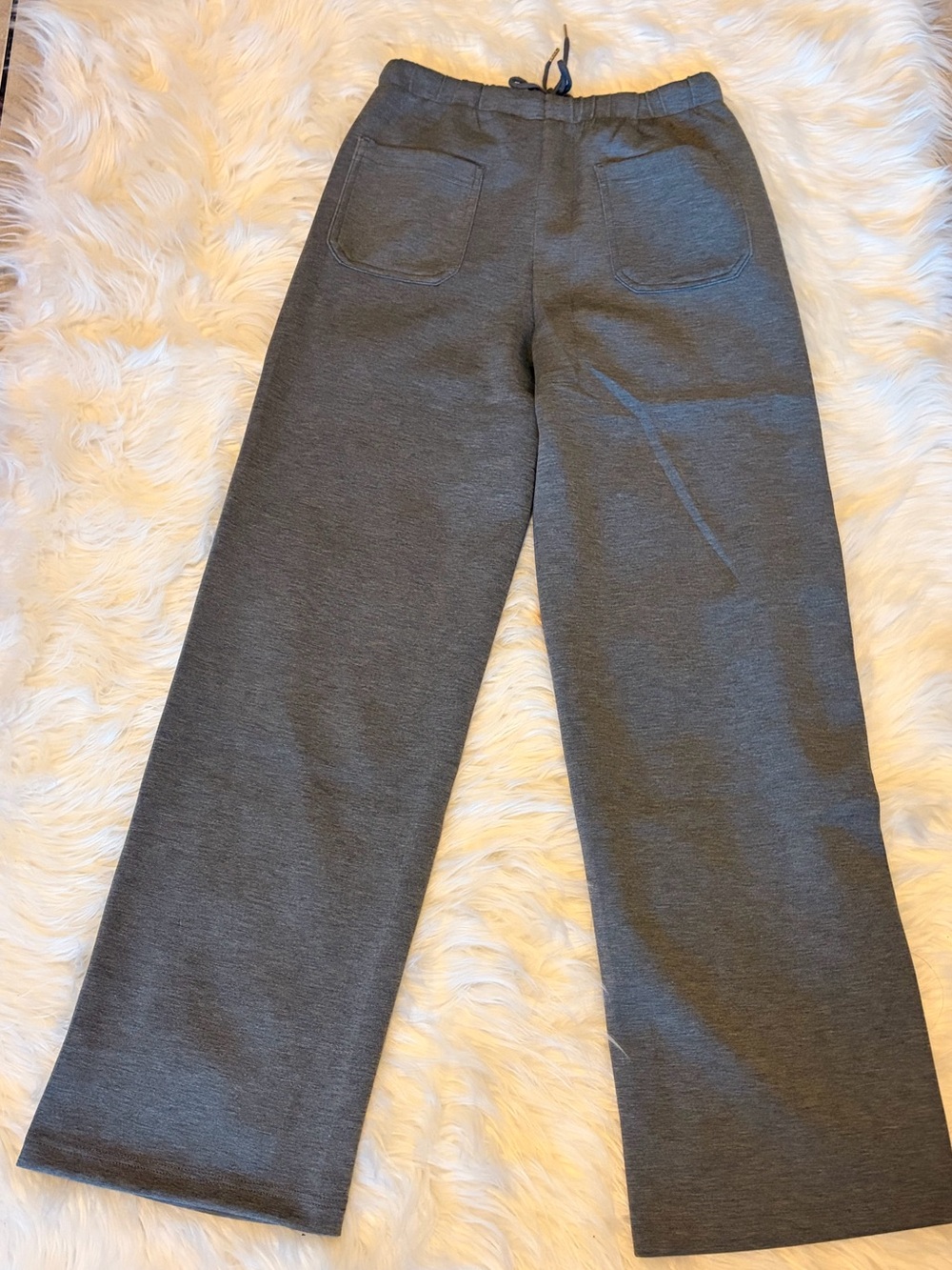 2 pc set Gray Wide-Leg Drawstring Track Pants - Picture 5 of 7